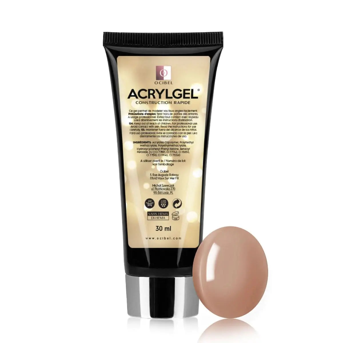 ✨ AcrylGel UV/LED 30g – Sans HEMA / DI-HEMA | Résultat Pro & Tenue Parfaite - Nude 01 OCIBEL