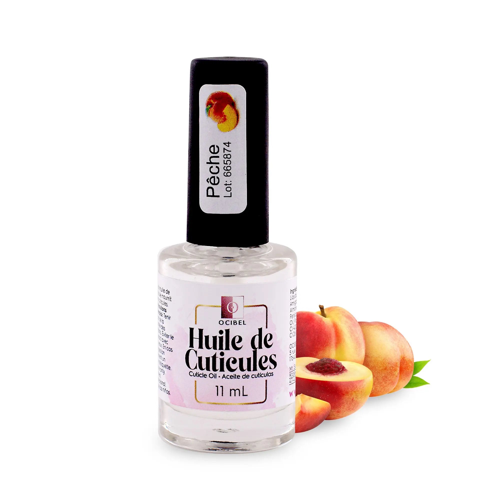 Huile cuticules Peche 11ml – Soin ongles parfumé OCIBEL