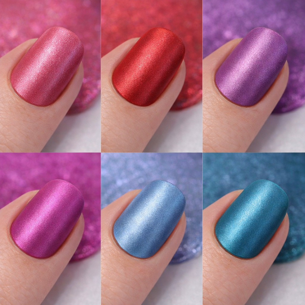 Lot de 6 Vernis à Ongles Métallisés Effet Mat – 6 x 13 ml – Finition Sans Brillance – Séchage Rapide – Haute Pigmentation – Tendance Manucure Moderne OCIBEL