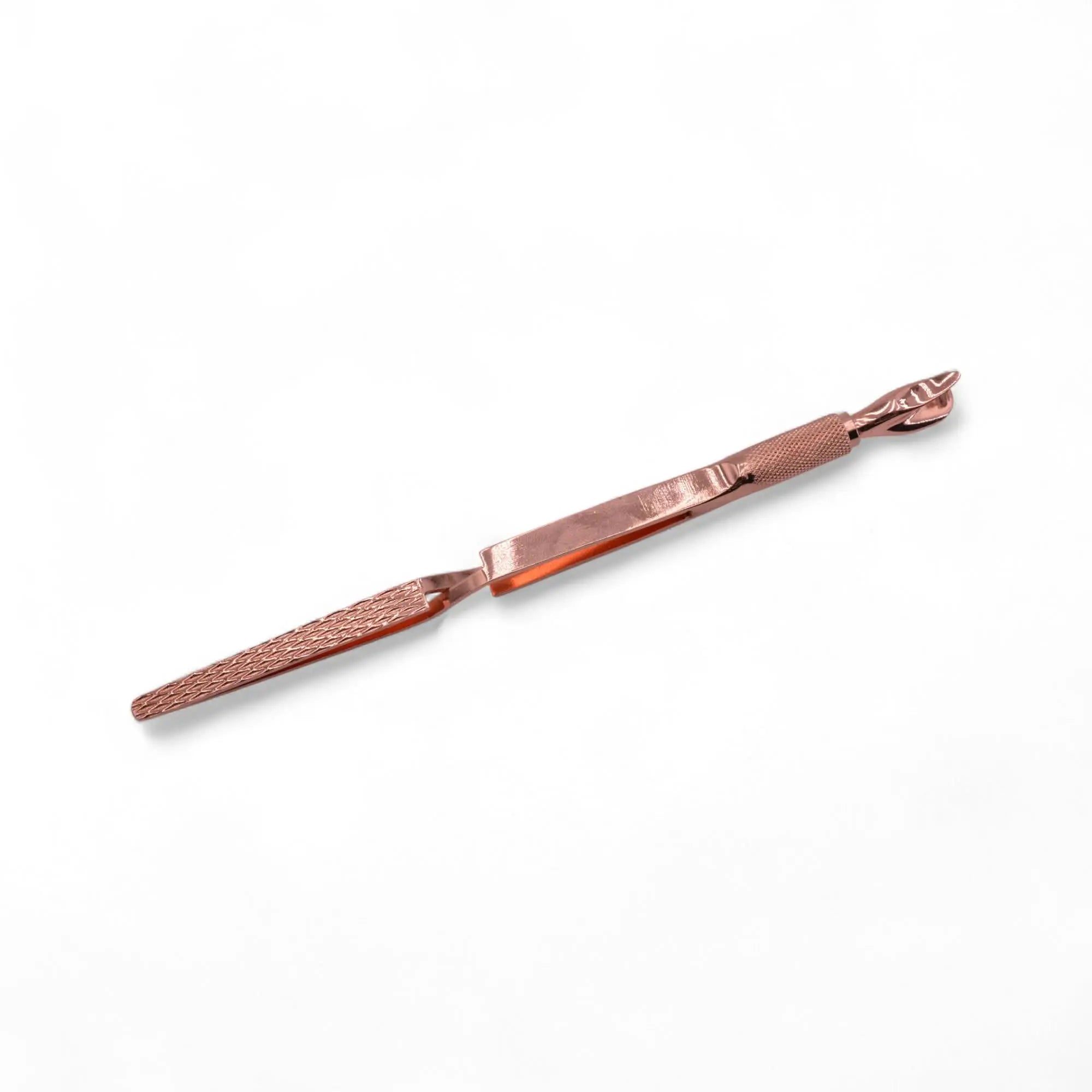 Outil 2 en 1 Pince à Pincher et Repousse Cuticules en métal Gold Rose OCIBEL