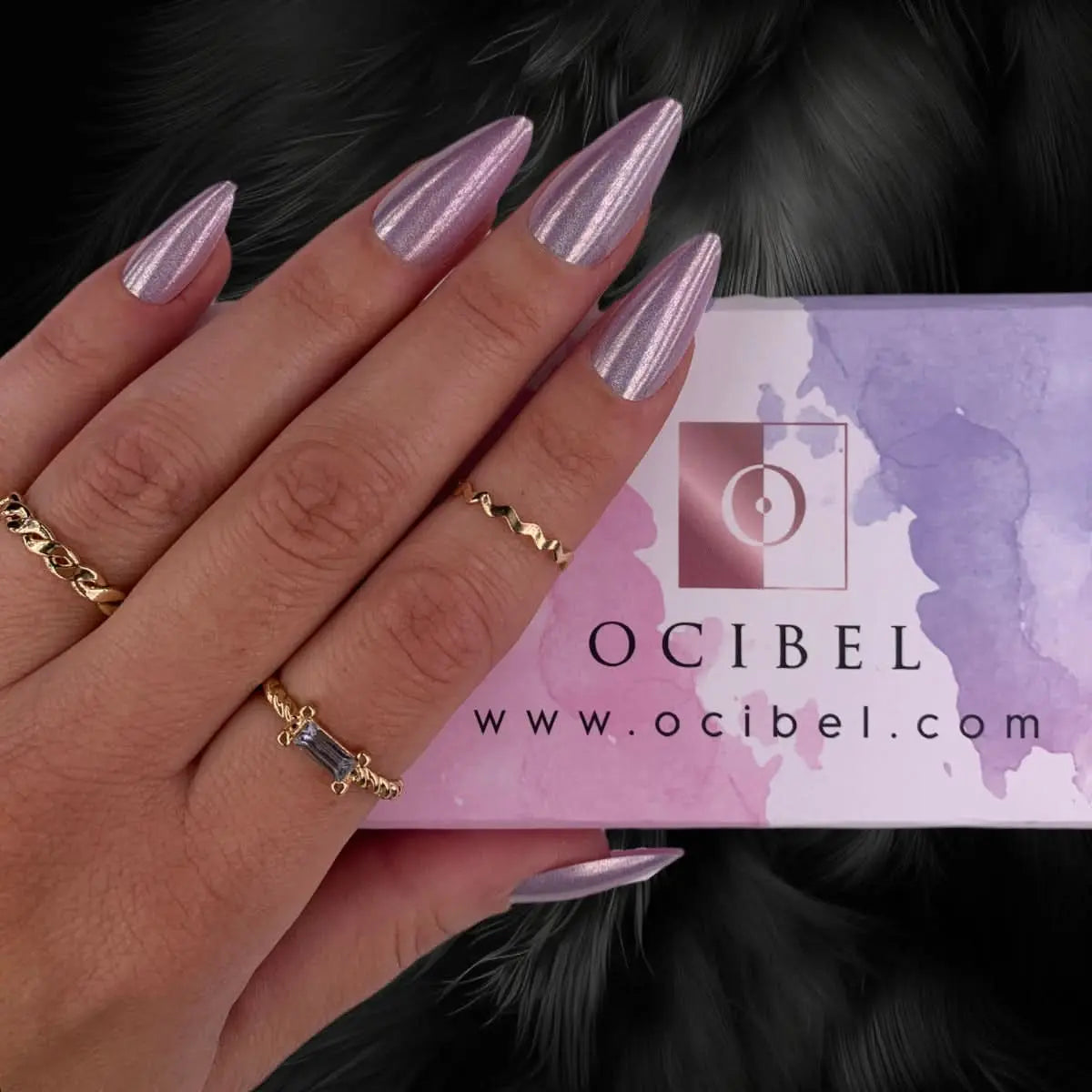 Press On Nails Faux Ongles Réutilisables - Medium Amande Mauve Licorne OCIBEL