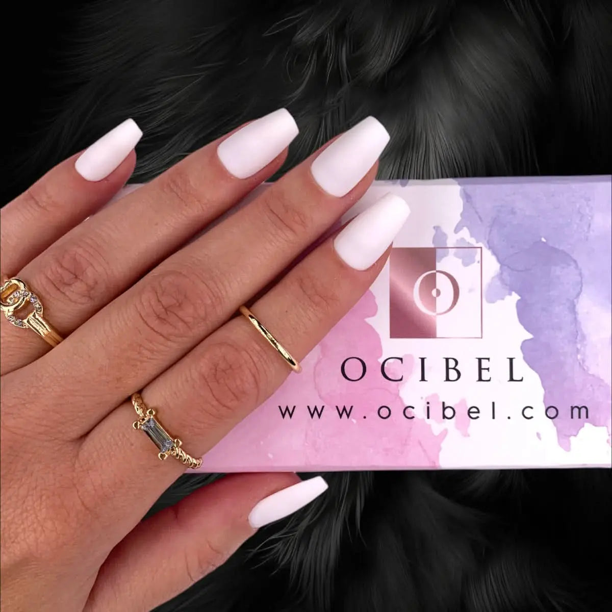 Press On Nails Faux Ongles Réutilisables - Medium Coffin Blanc Mat OCIBEL