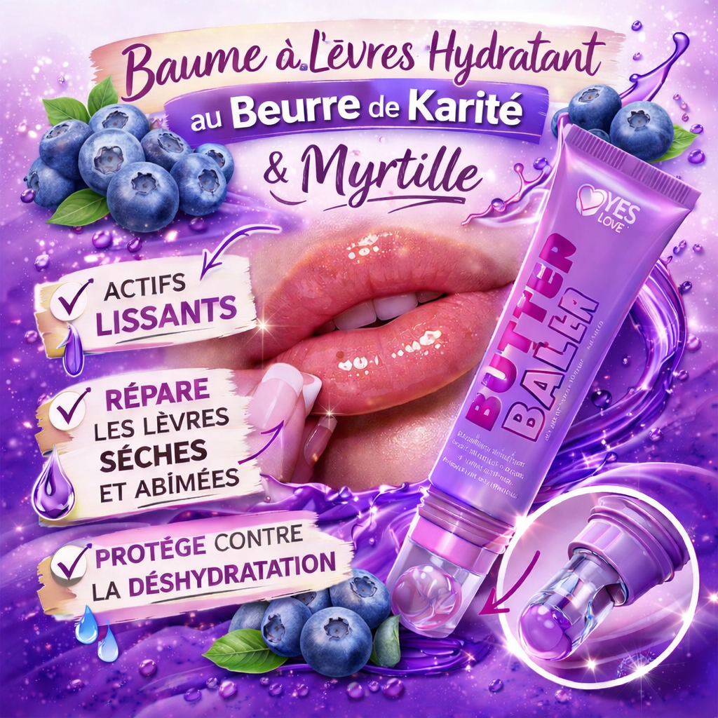 Butter Balm Myrtille – Baume à Lèvres Hydratant au Beurre de Karité & Actifs Lissants OCIBEL
