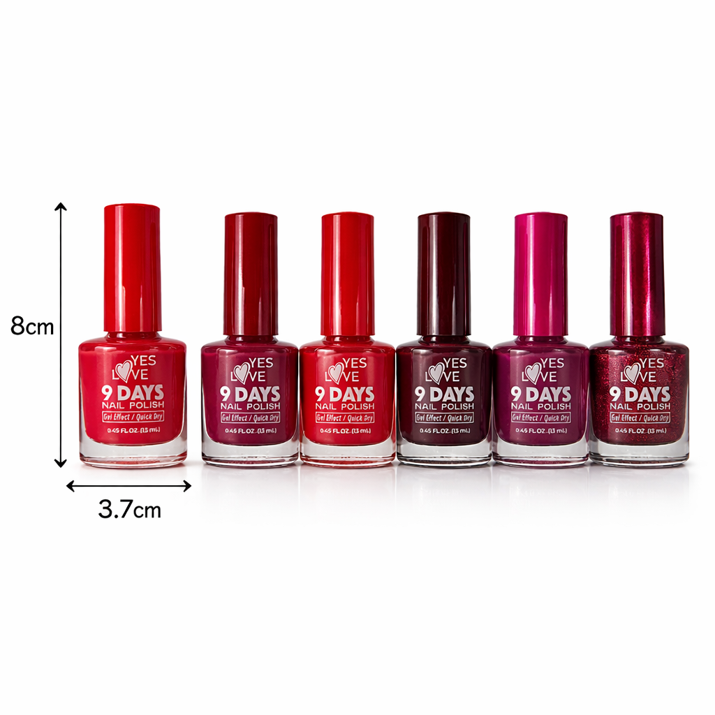 Lot de 6 Vernis à Ongles Rouges & Bordeaux 6 x 13 ml – Effet Gel Brillant – Tenue 9 Jours – Séchage Rapide – Couleurs Intenses & Élégantes – Finition Professionnelle OCIBEL
