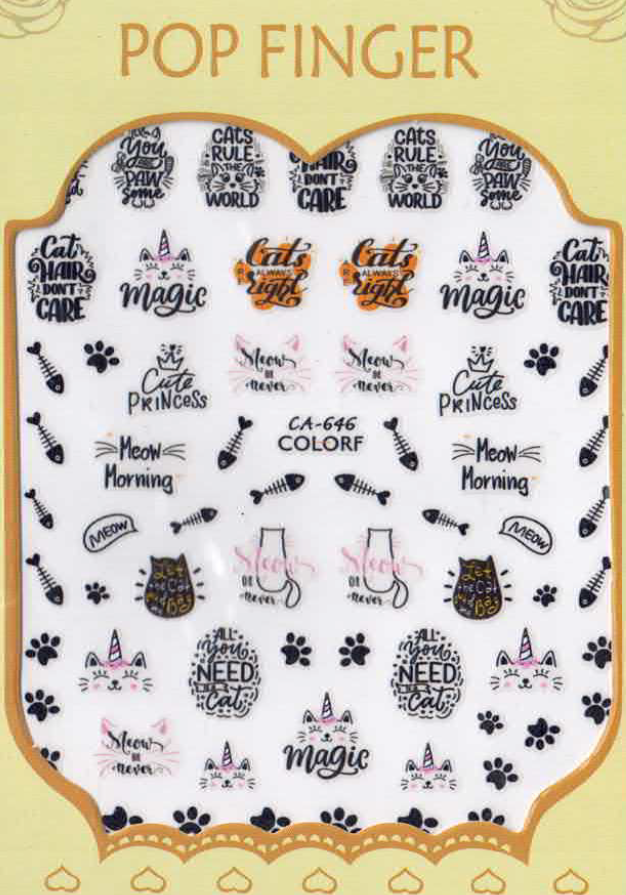 Planche Stickers Autocollant Chat Licorne OCIBEL