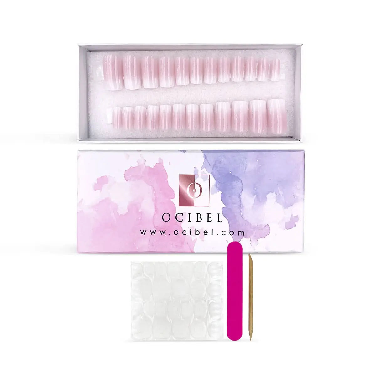 Press On Nails Faux Ongles Réutilisables - Medium Carré Babyboomer OCIBEL