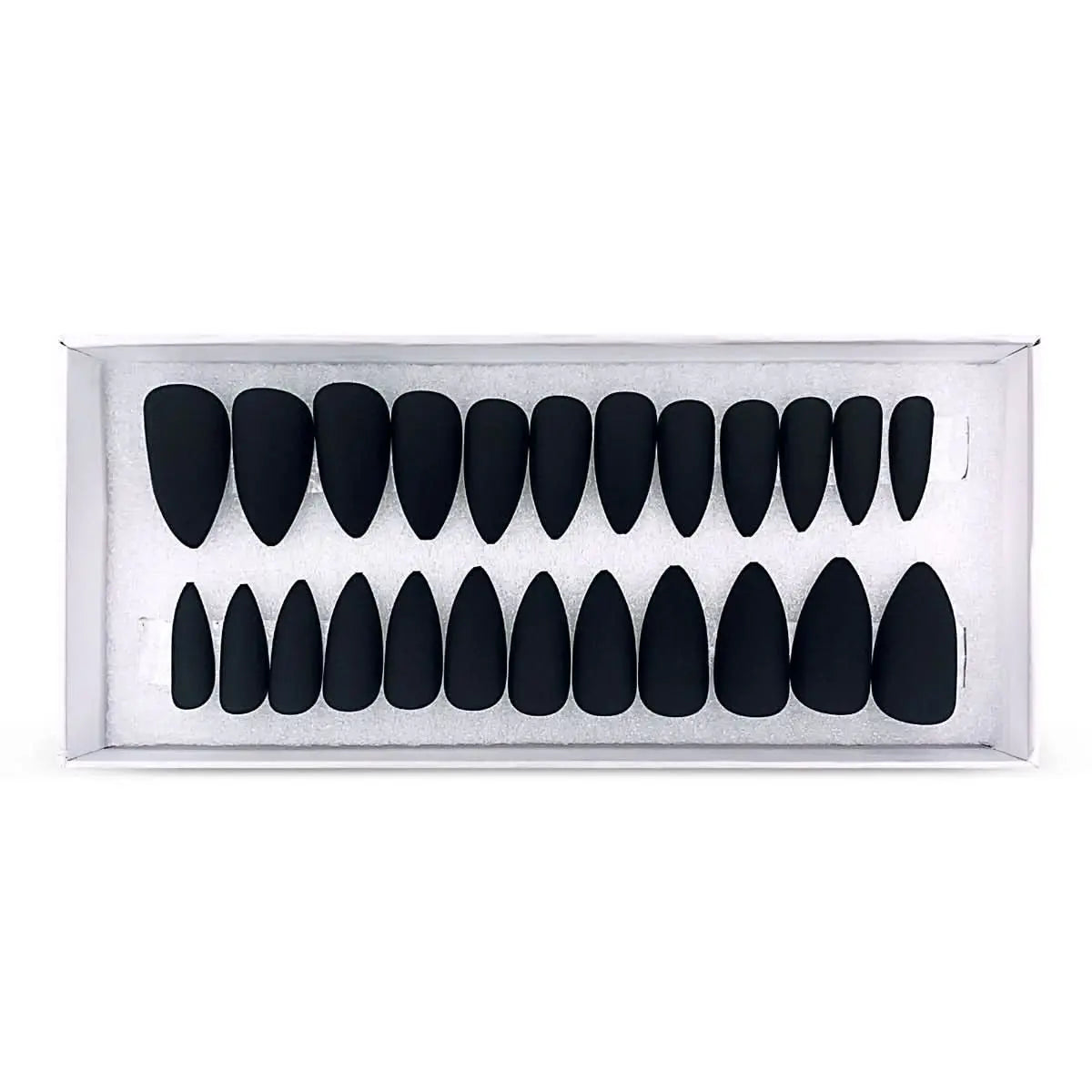 Press On Nails Faux Ongles Réutilisables - Medium Stiletto Noire Mate OCIBEL