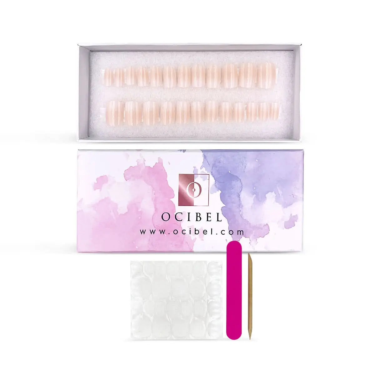 Press On Nails Faux Ongles Réutilisables - Short Carré Babyboomer OCIBEL